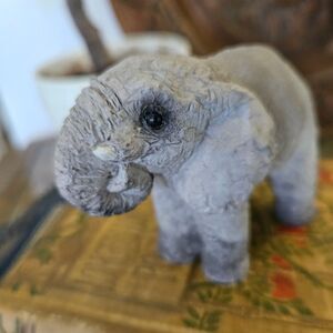 Stone Critters Miniature Whimsical Elephant Resin 1988 UDC Figurine